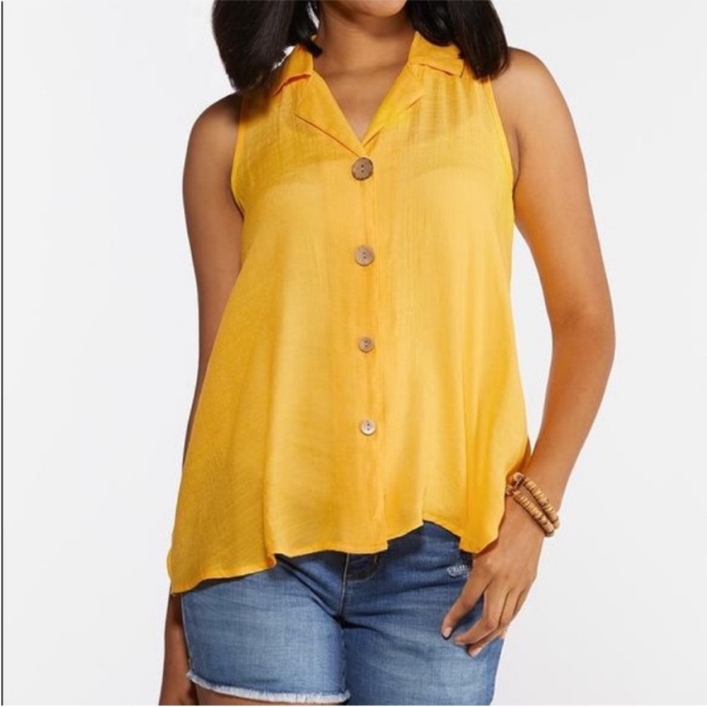NWT Unique Spectrum Button Down Sleeveless Blouse 3X
